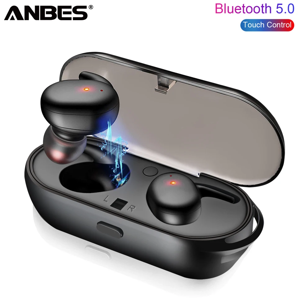 

ANBES TWS Bluetooth 5.0 3D stereo wireless earphone with dual microphone Handsfree Sports Earbuds Gaming Headset for smart Phone