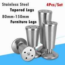 4 шт./компл. зауженные брючины 80 мм-150 мм 304 Нержавеющая мебельные подставки из стали Тумба для телевизора металлические ножки дивана кровать высота стола ноги с винтами