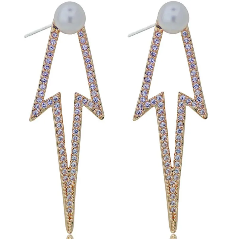

Personality Lightning Drop Earring Cubic Zircon Earring Hyperbole Champagne Gold-color Fashion Female Clothe Accessories 2017