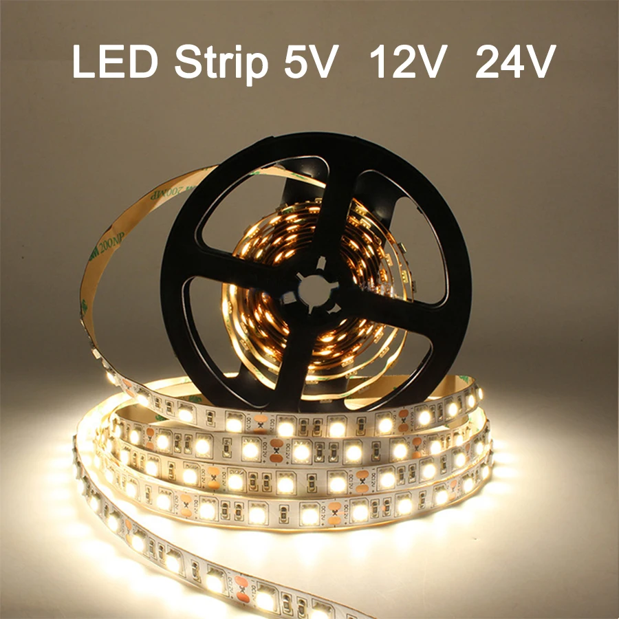 

LED Diode Tape Strip light RGB 5050 Waterproof 5V 12V 24V DC 5 12 24 V Volt 5M flexible Led Lights Rope Lamp Ribbon Tv Backlight