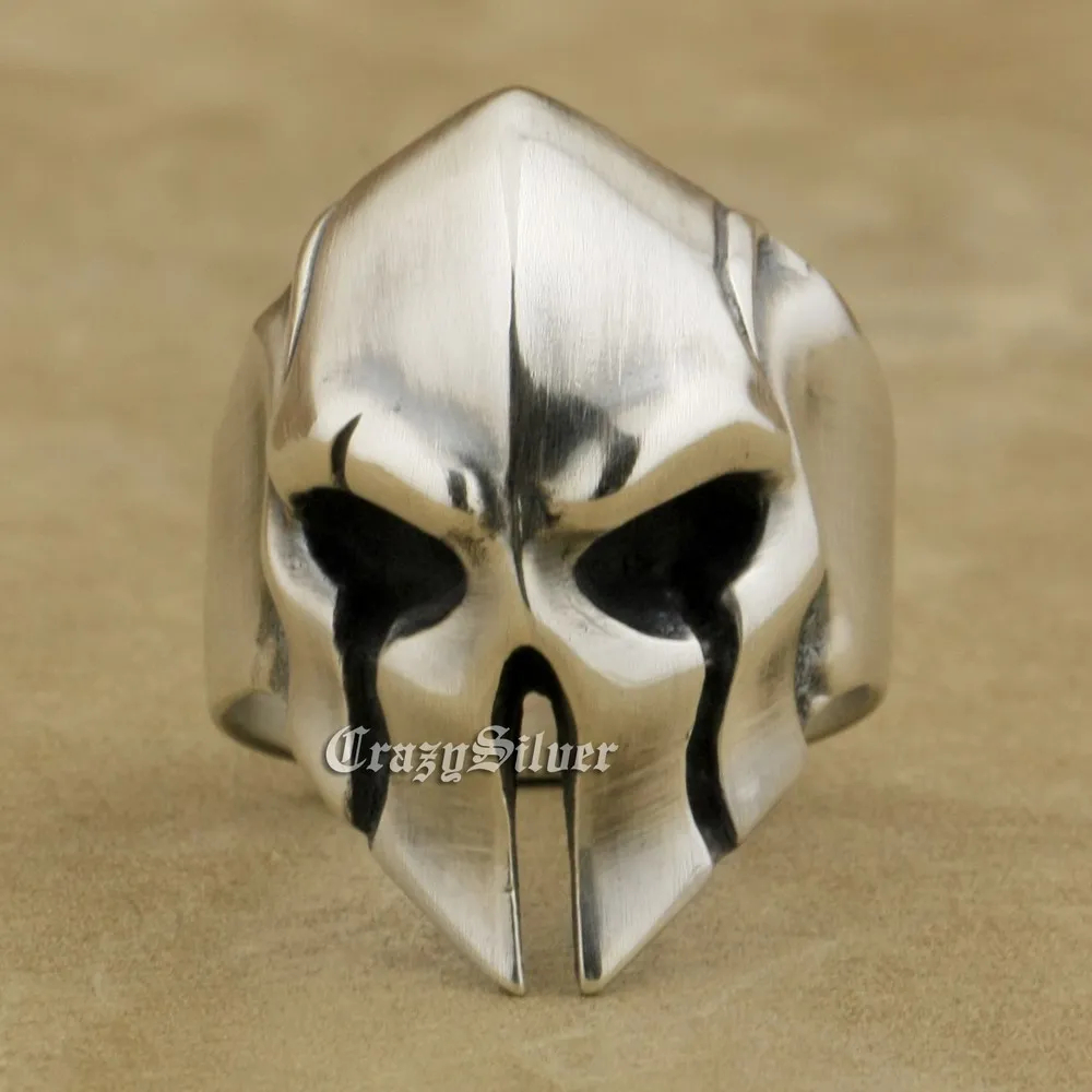 

925 Sterling Silver Guard Helmet Ring Mens Biker Rock Punk Ring TA08A #7~15