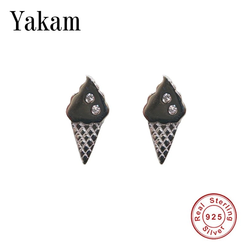 

Small 925 sterling silver earring women cute food ice cream stud earrings for girl fashionable 2019 gift berloque Kawaii jewelry