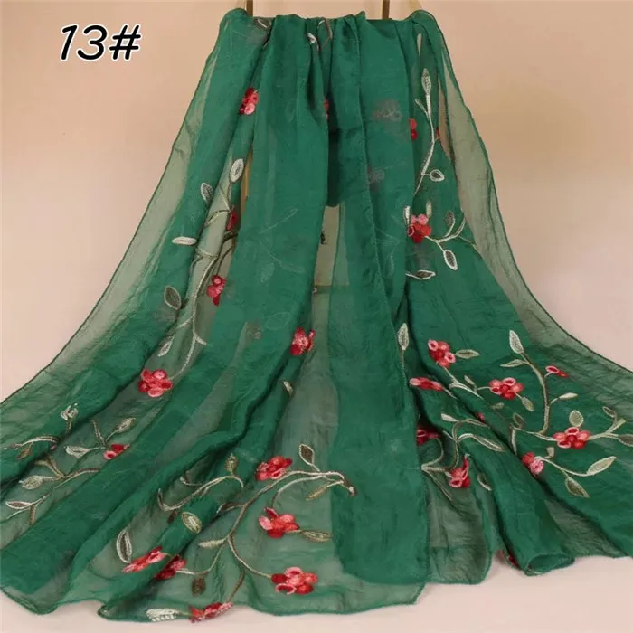 Пляжная шаль и обертывания женский шарф с вышивкой шифоновый хиджаб - Цвет: color 9