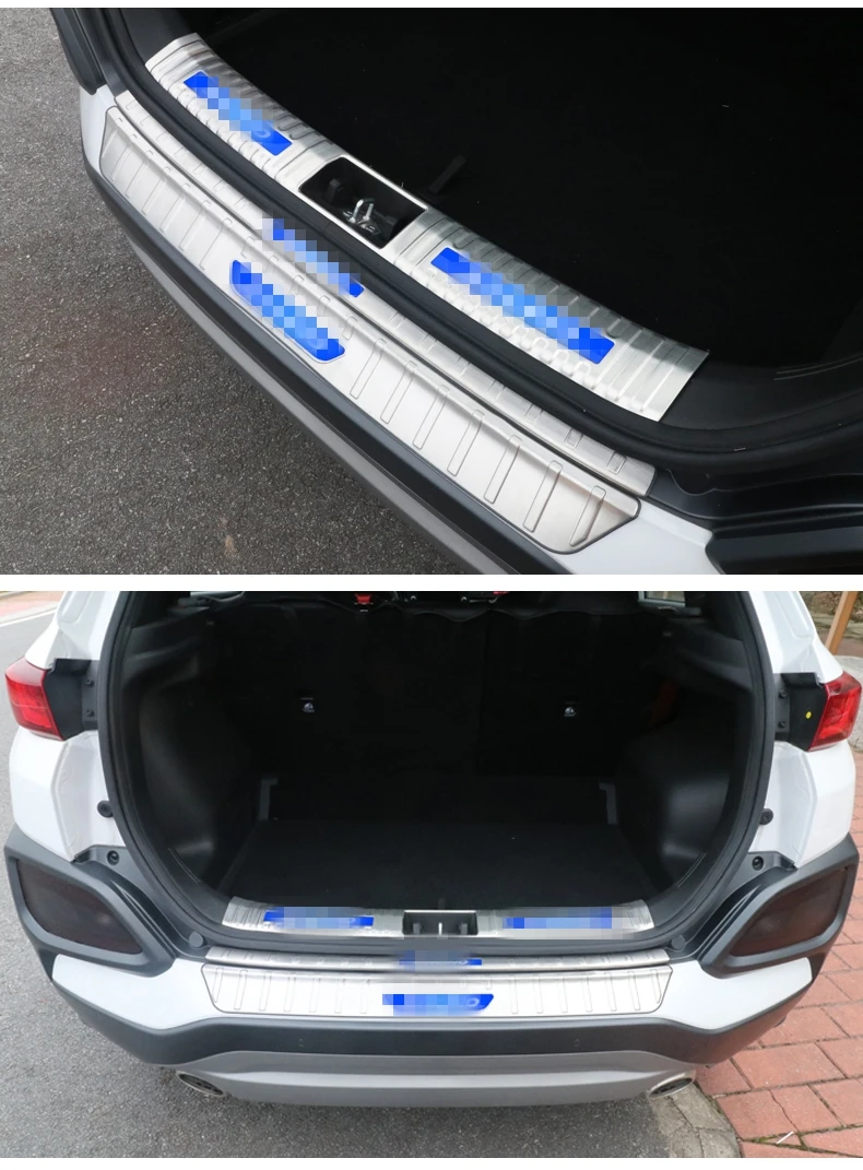 Нержавеющая сталь внешний задний багажник бампер Накладка порога авто аксессуары для hyundai Kona Encino