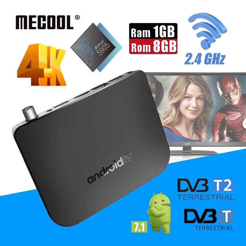 

Mecool M8S Plus W Ram 1G Rom 8G Smart TV Box 2.4G Wifi Android 7.1 Combo Set-top Box 4K UHD 1080p DVB T2 Terrestrial TV Receiver