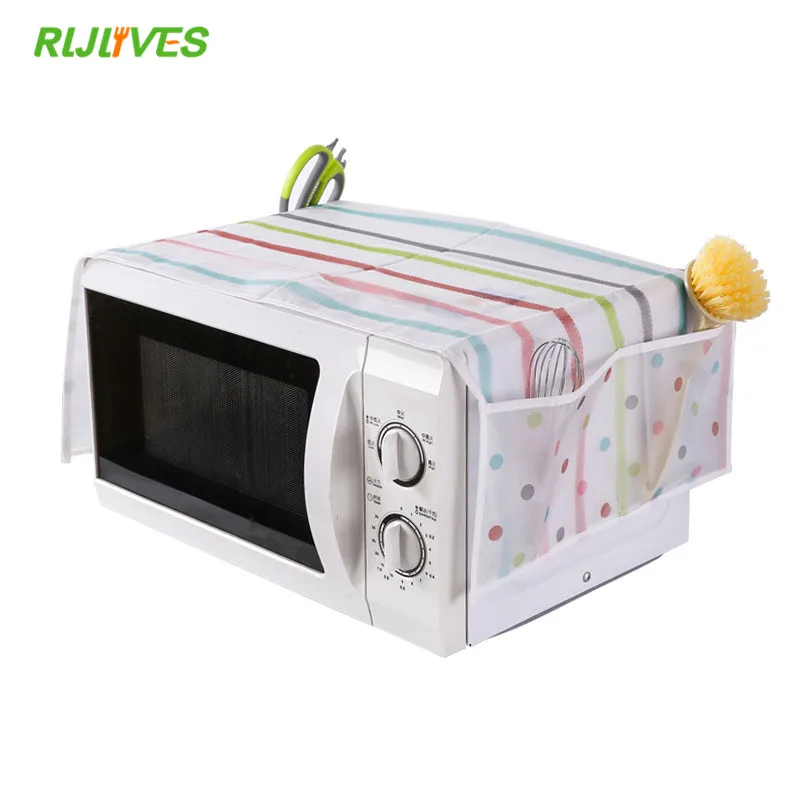 

1Pc Romantic Pastoral Style Cover Microwave Cover Microwave Oven Hood Microwave Towel with 2 Pouch