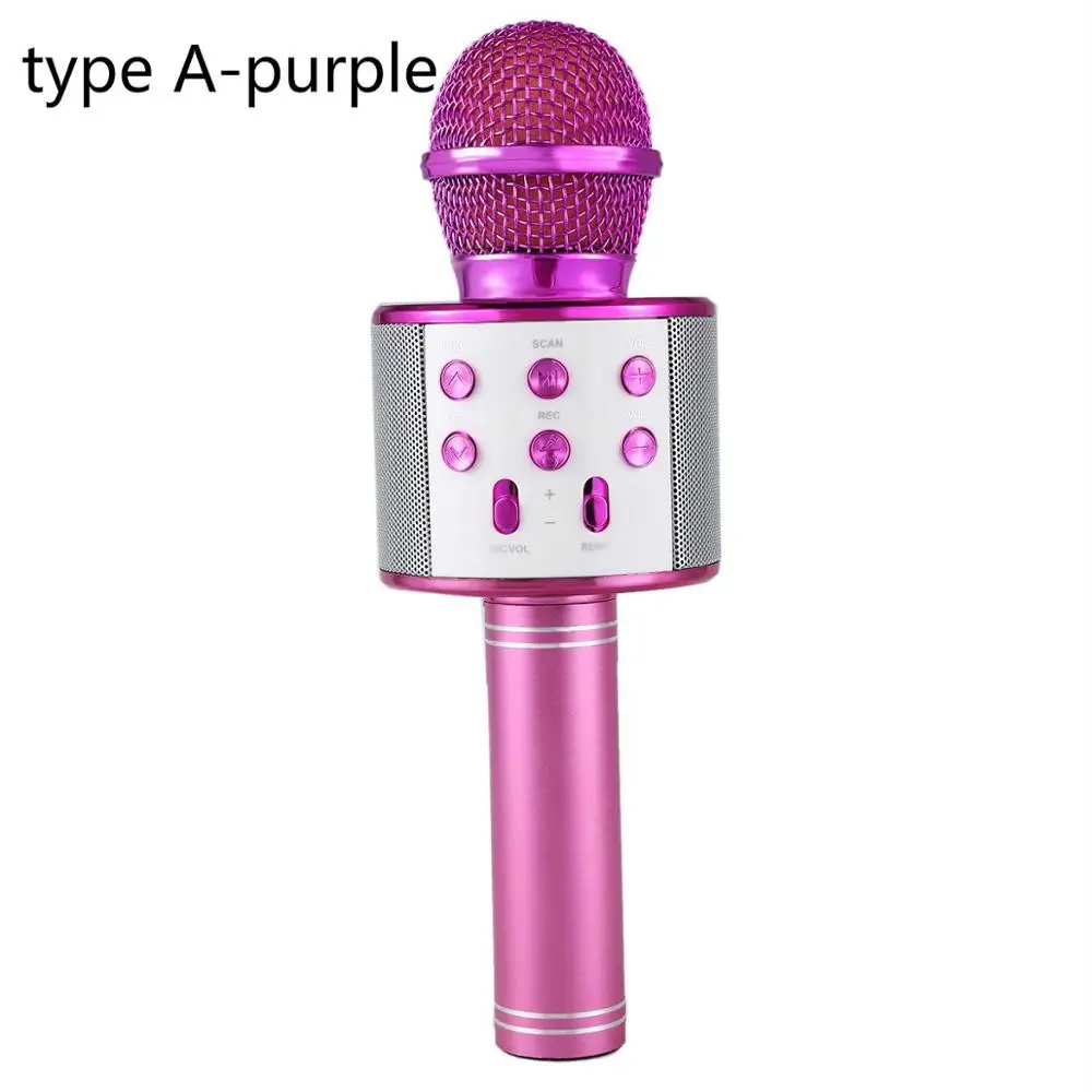 Профессиональный Bluetooth беспроводной микрофон караоке микрофон динамик ручной музыкальный плеер микрофон для вокала, с рекордером KTV микрофон - Цвет: A-purple