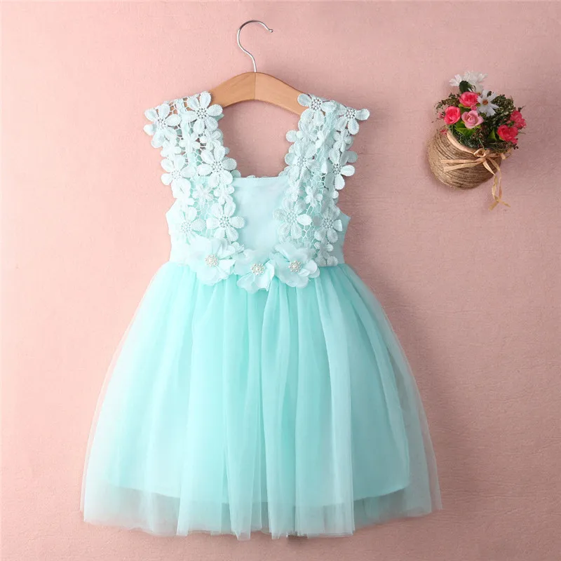 

Kids Baby Girls Princess Dress Pageant Wedding Party Dress Floral Lace Tulle Ribbon Mesh Dress Birthday Gift
