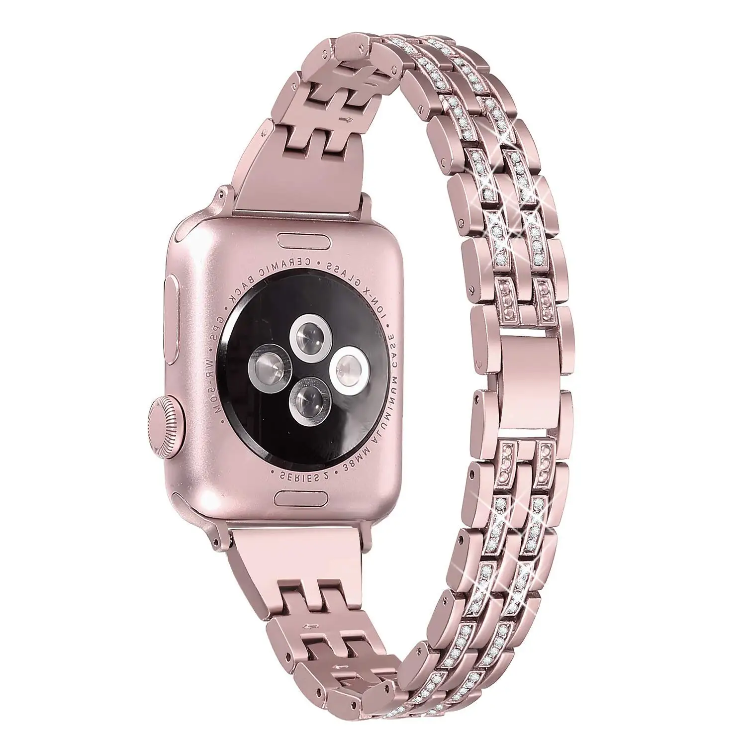 Для Apple Watch Band 40 мм 44 мм 38 42 мм Женский Алмазный ремешок для Apple Watch Series 5 4 3 2 1 браслет для iwatch браслет из нержавеющей стали - Цвет ремешка: Rose Pink