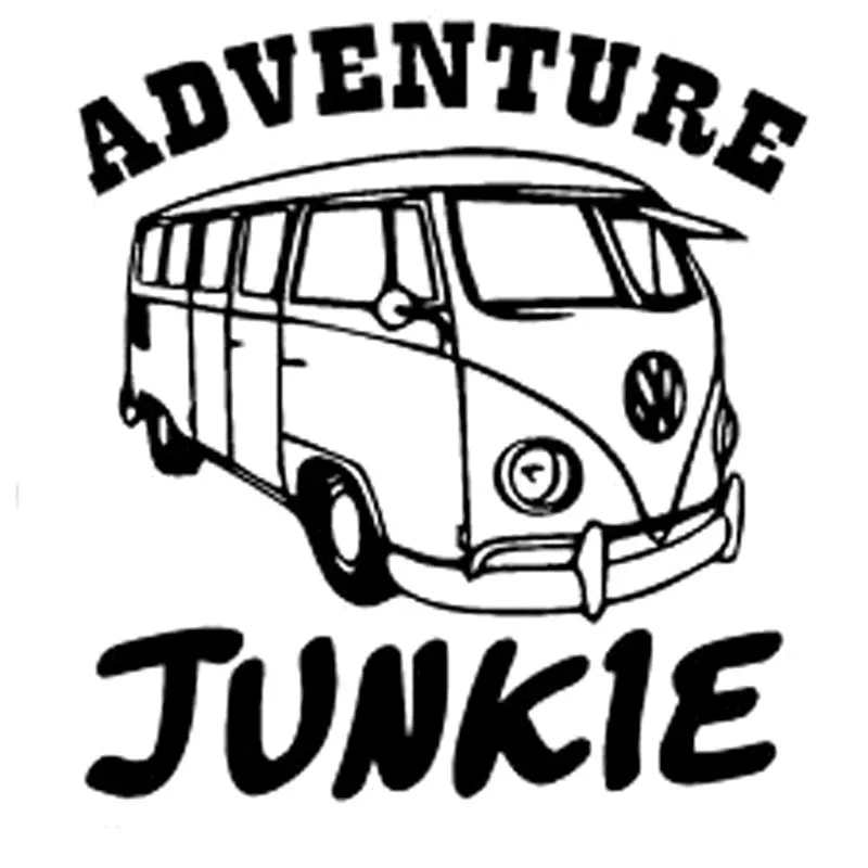 

13,7 см * 14,5 см приключения, Junkie, забавная наклейка на машину, Виниловая наклейка для стайлинга автомобиля, наклейка s, черная, серебристая