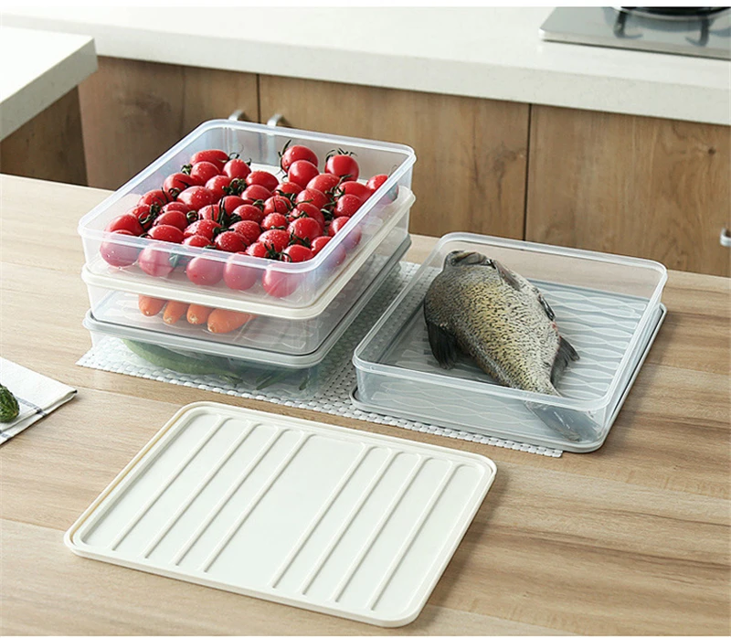 Один многослойный, для холодильника Еда литейный Ящик Контейнер для хранения с крышкой квадратный Пластик яйцо в запечатанной коробке Прозрачный Классификация пищевой контейнер