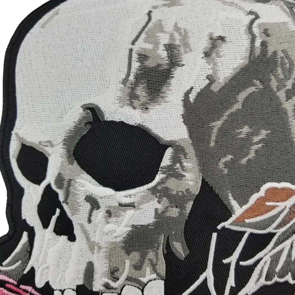 G17918-1 (4)ROSE SKULL EMBROIDERY PATCH