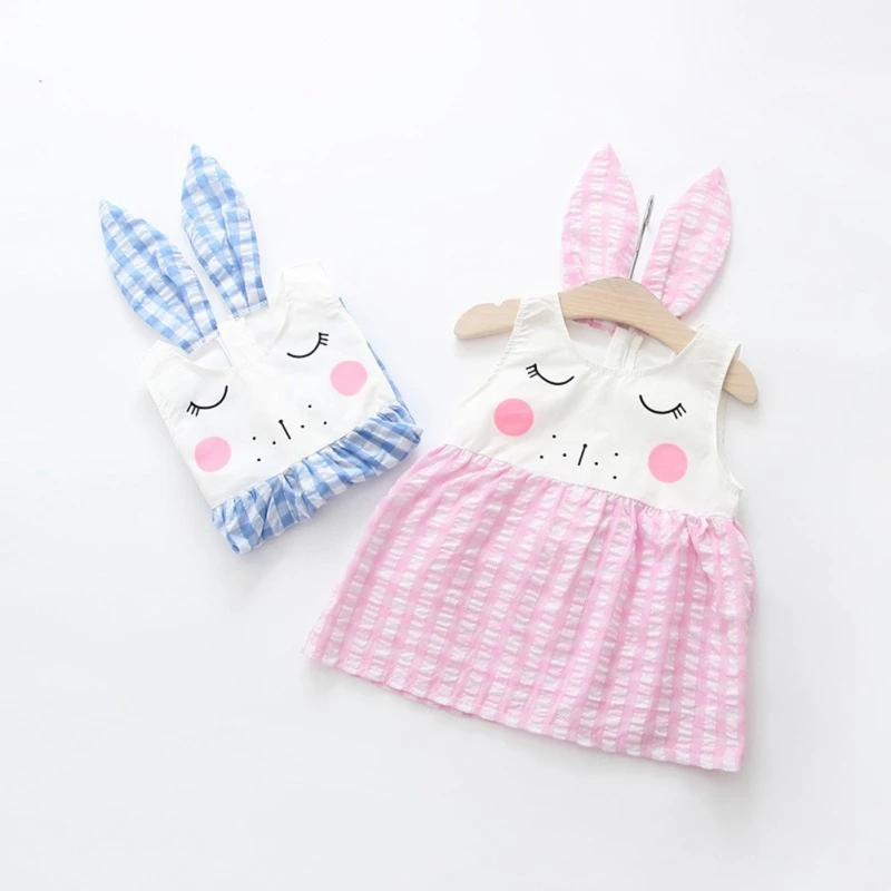 

Baby Dress Girl Cotton Sleeveless Clothes Children Kids Dress Girls Fashion Rabbit Princess Party Cute 2019 Summer Clothing