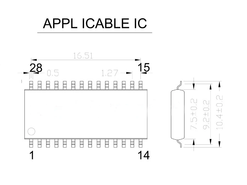 

SOP28 SOIC28 SO28 to DIP28 Programming Socket Pitch 1.27mm IC Body Width 7.5mm 300mil OTS-28-1.27-04 Test Adapter