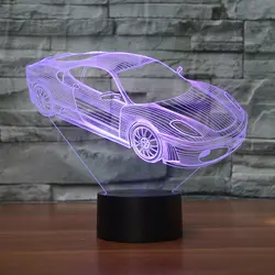 3D светодиодный сенсорная кнопка супер спортивный автомобиль Форма Настольный светильник 7 цветов Изменение Звездная ночь USB Новинка