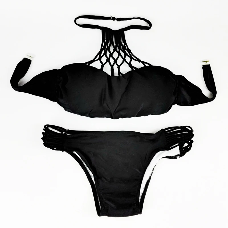 Sexy Sport Beach Women's Swimwear Multi-band Hollow Professional Low Waist Swim Bathing Swimsuit Solid Brazilian (3)