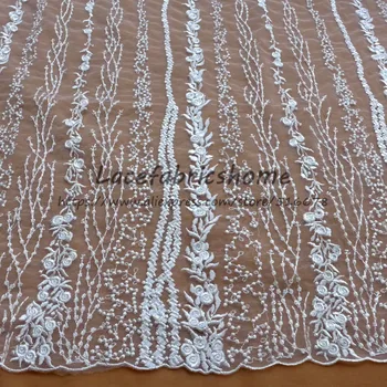 

High quality off white/beige/pink/gray water soluble small flower on mesh embroidery wedding dress/stage dress lace fabric 1yard