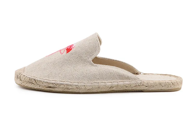 TINGHON модные женские туфли женская обувь Espadrille холст вышивка сердце Фламинго Hemps в рыбацком стиле обувь на плоской подошве