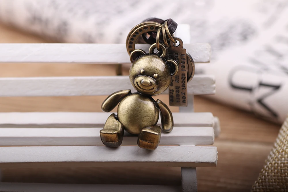 Новое поступление женский металлический плюшевый мишка кукла брелок креативные подарки бронзовый брелок с кольцом для ключей