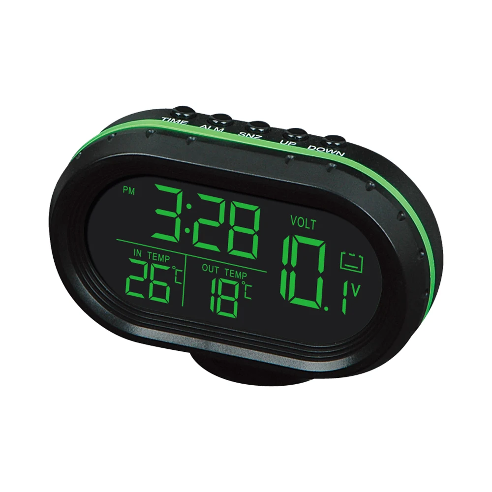 

Automobile LED Lighted Digital Car Clock Thermometer Auto Dual Temperature Gauge Voltmeter Voltage Tester DC 12-24V DY118