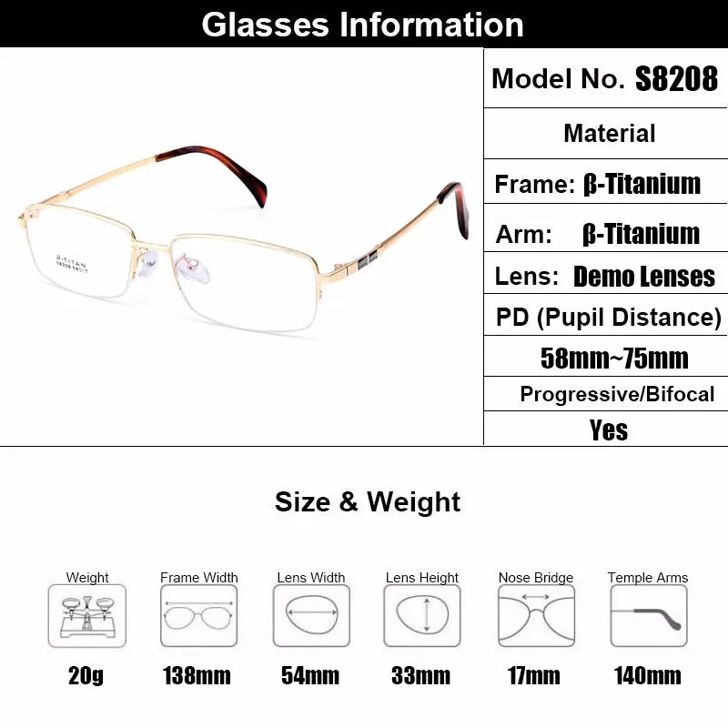 Gmei оптический S8208 сплав металла полуоправы оправы для очков для мужчин по рецепту оптические очки