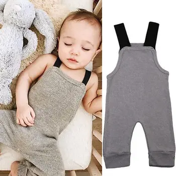 

0-24M New Autumn Unisex Baby Newborn Knitted Rompers Overalls Jumpsuits Boys Girls Grey Color Bib Harem Pants Kids Clothes