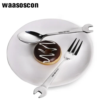 

Wrench Shape Tableware Stainless Steel Fork Spoon Gift Fruit Dessrt Salad Forks Cutlery Coffee Ice Cream Soup Honey Spoon