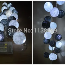 Батарейный светодиодный 20 шт./компл. белый-темно-серый хлопковый шар струнные огни Фея, Свадьба Рождество, Рождественский Декор для дворика