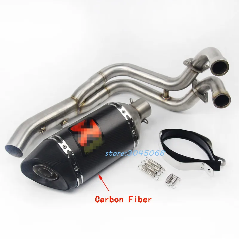 MT 07 Exhaust Pipe Muffler Set Carbon Fiber Motorcycle Motorbike