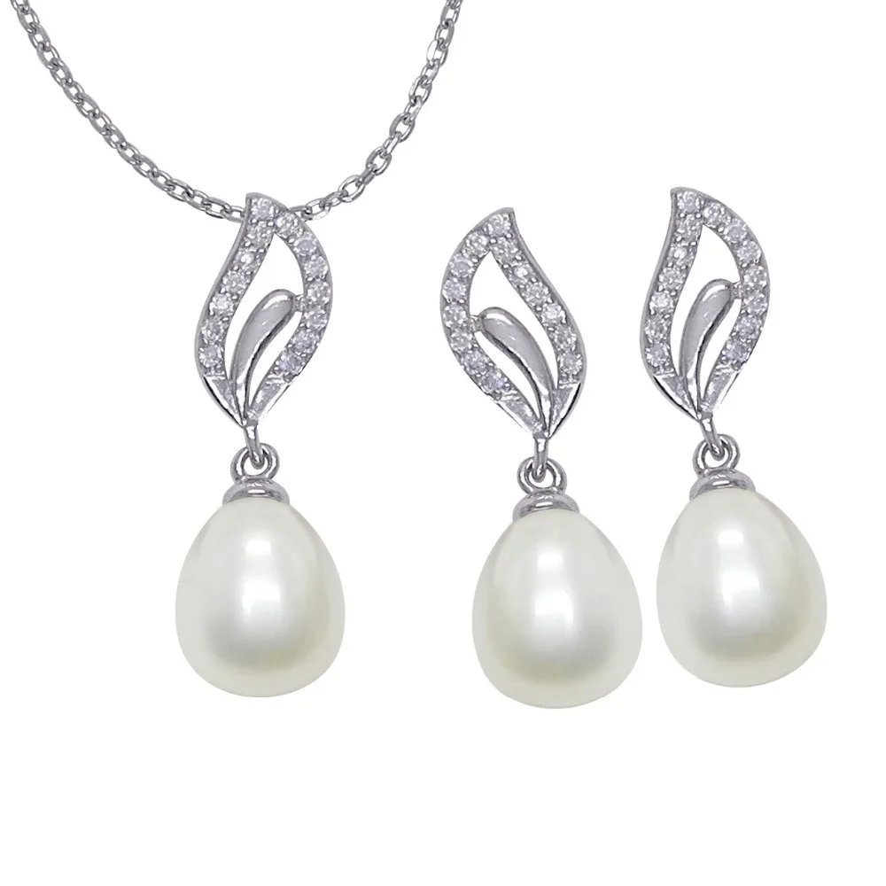 

Pearl Jewelry Sets100% Guaranteed Real 925 Sterling Silver Jewelry Sets With Natural Freshwater Pearl YH40786
