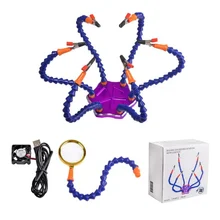 1 комплект, инструмент для пайки третьей руки, 6 гибкий манипулятор шесть рук, паяльная станция с поворотным зажимом аллигатора, включая розничную коробку