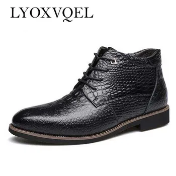 

Plus Size 38-46 Winter Warm Snow Boots With Fur,Fashion Crocodile Pattern Ankle Boot,Men's Style Waterproof Casual Shoes M400