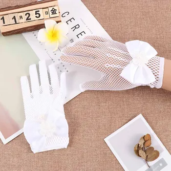 

Mesh Flower Girl Dresses Gloves With A Bow White Gloves Thin Section Princess Children Gloves Hot Selling Gift 1 Pair