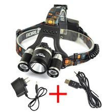 Boruit 30 Вт 8000лм 3x XM-L2 светодиодный 18650 фара налобный фонарь USB лампа+ зарядное устройство фонарь для езды на велосипеде спорт на открытом воздухе Головной фонарь