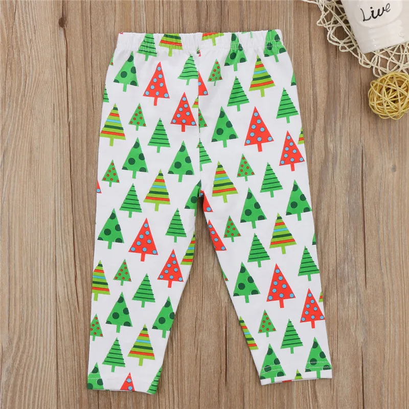 Xmas Kids Children Baby Girls Christmas Long Sleeve T-shirt Tops+ Tree Printed Long Pants Leggings+Headband Outfits Clothes