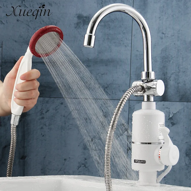 

220V Electric Water Instant Heater Faucet Tap Set Bathroom Kitchen Water Taps Bath Shower Faucet Shower Head Calorifier Set