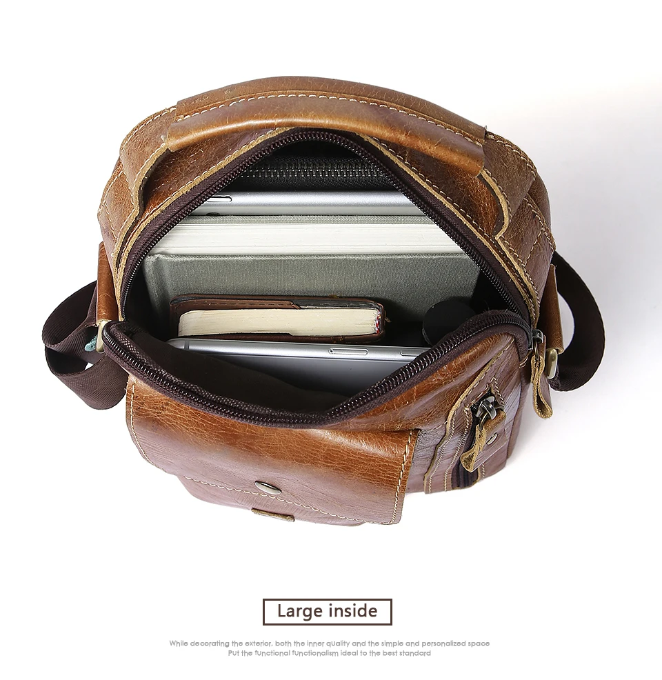 Genuine Leather Men Bags Oil Leather Messenger Bag Men Shoulder Crossbody Bags Male Flap Small Handbags Shoulder Bag  (10)