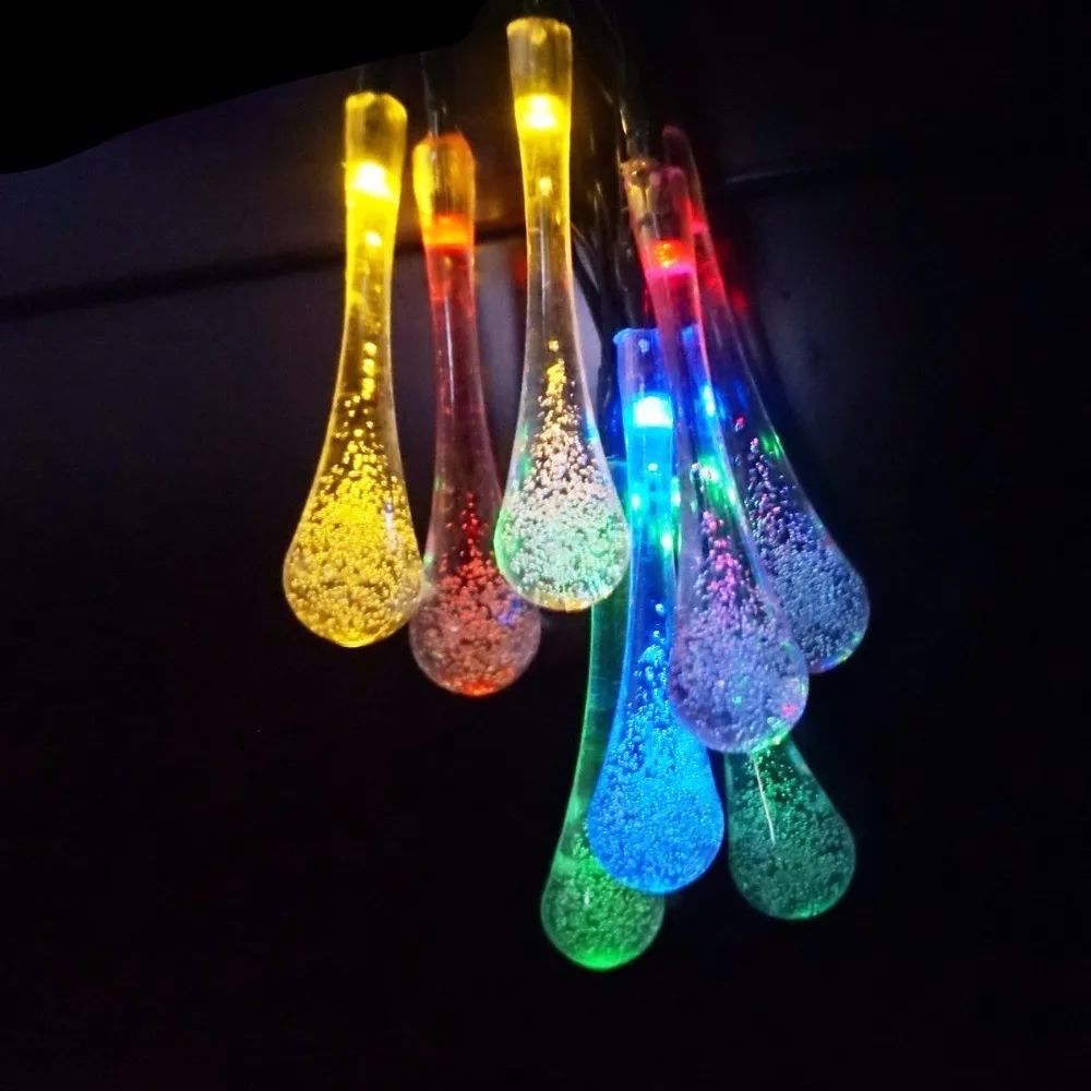 

20 LED Solar Powered Water Drop String Lights LED Fairy Light for Wedding Christmas Party Festival Outdoor Indoor Decoration