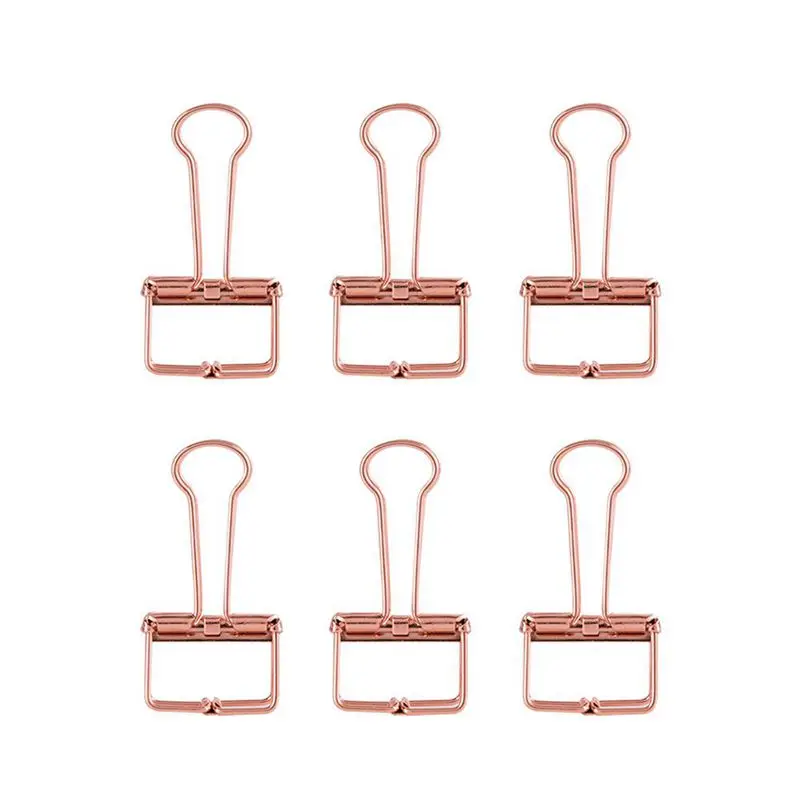 Gold rose gold hollowed out design binder clip for office school paper organizer stationery supply decorative metal clips - Цвет: Gold