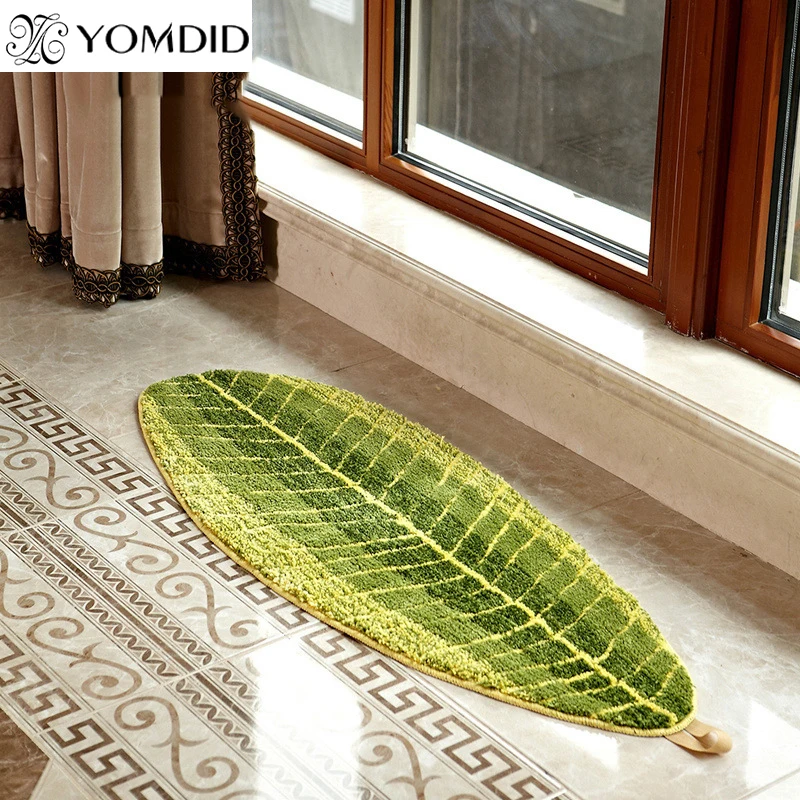 Billig Grüne Blätter Design matte TPE Bad Matte fußmatte Anti slip teppich für wohnzimmer küche Bad Schlafzimmer teppiche Alfombra de bano