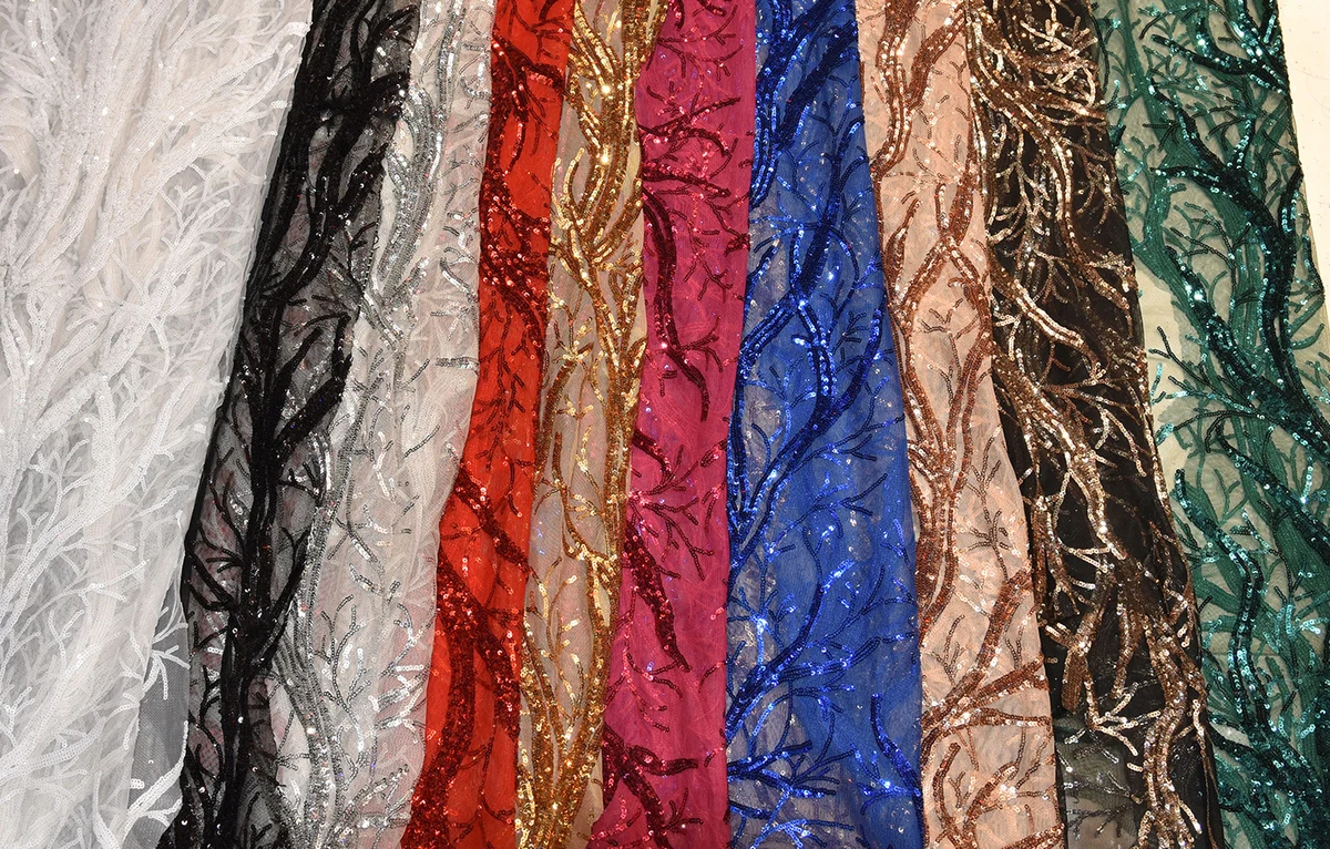 Buy Fashion Mesh Sequin Fabric High Quality African
