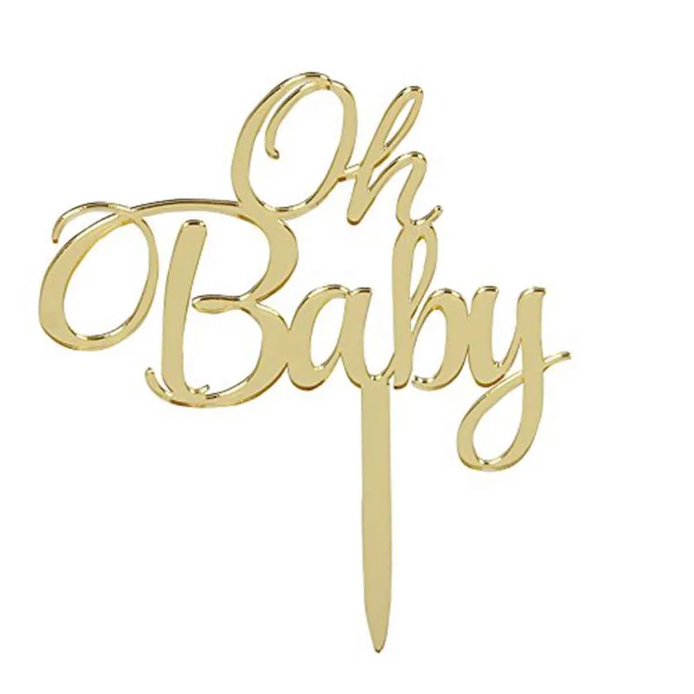 Oh Baby торт Топпер для Baby Shower торт украшение Золото Серебро деревянный акриловый торт Топпер украшение на детский день рождения