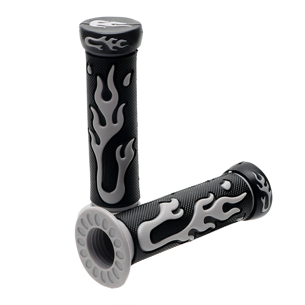 A Pair Flame pattern Anti slip Rubber Handle Bar Motorcycle Handlebar