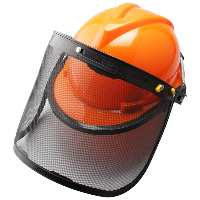 

Orange Industrial Forestry Safety Helmet Full Face Shield Protection Safety Mask Adjustable Mesh Visor for Chainsaw Gardening