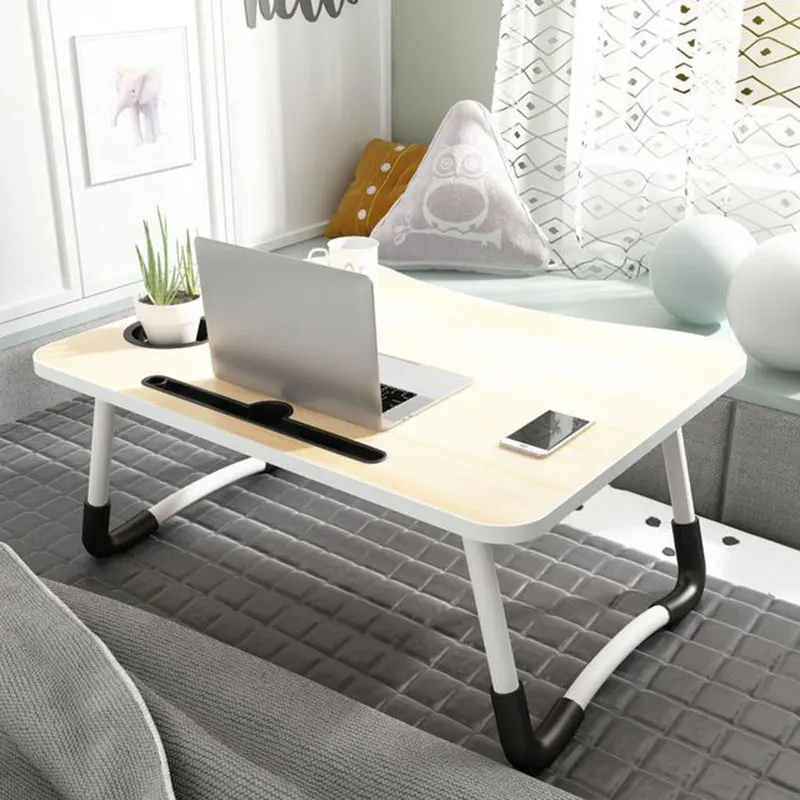 طاولة كمبيوتر محمول قابلة للتعديل السرير حامل دفاتر الملاحظات مكتب مع فتحة للبطاقات مع سجادة ضد الإنزلاق للطي المحمولة طاولة صغيرة مريح مكت...
