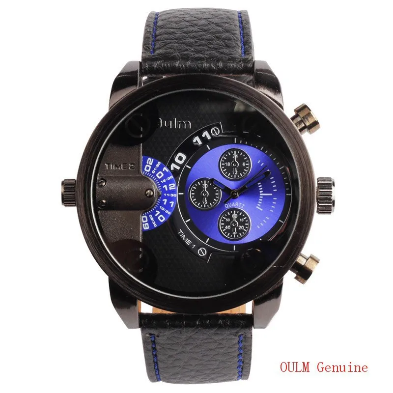 5 см большой циферблат для большого запястья дизайн бренд OULM 3130 Мужские часы с кожаным ремешком Montre homme Marque мужские relogio masculino оригинальные