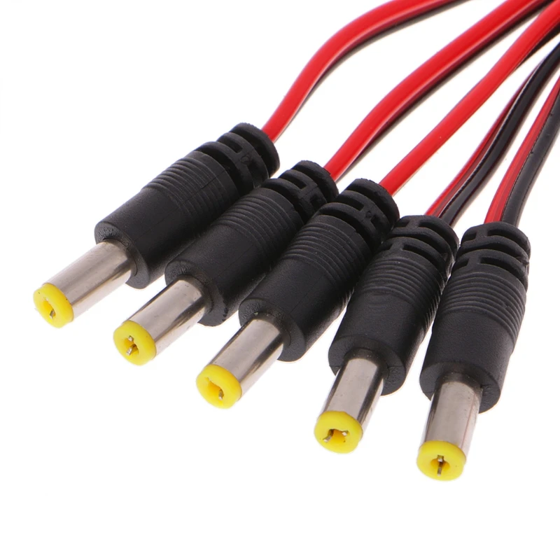 

5 Pcs 5.5x2.1mm Male DC Power Plug Connector CCTV PSU Pigtail Cable Jack 12V