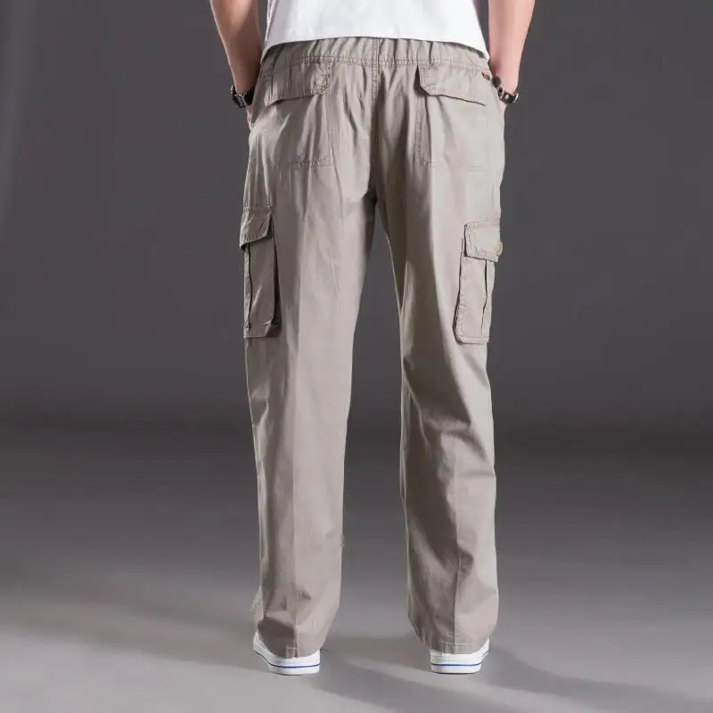 Тонкие летние повседневные брюки мужские XL джинсы с карманами комбинезоны с эластичной резинкой на талии брюки для полных мужчин