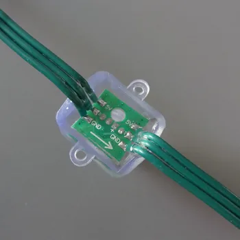 

Square type DC5V addressable 12mm WS2811 led smart pixel node,RGB full color;RGB 20AWG all GREEN wire,IP68;50pcs a strand