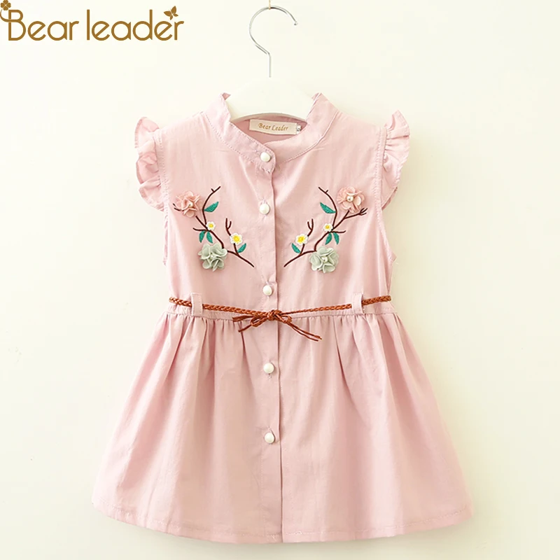 Bear leader/платья для девочек Новинка года; Модная одежда принцессы с эластичным поясом; кружевное бальное платье без рукавов для детей 6-18 месяцев